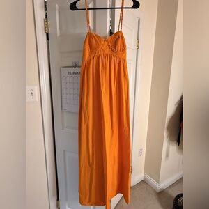 FARM Rio Vibrant Orange Midi Dress